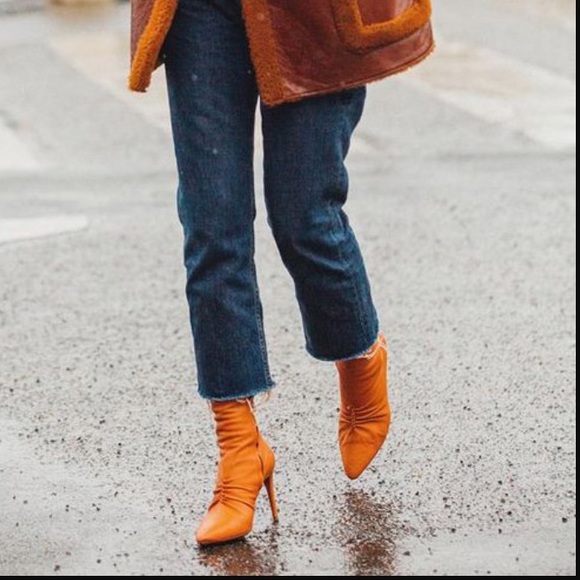 Vintage 70’s burnt orange leather boots with shearling lining small heel size 6 - Picture 12 of 12